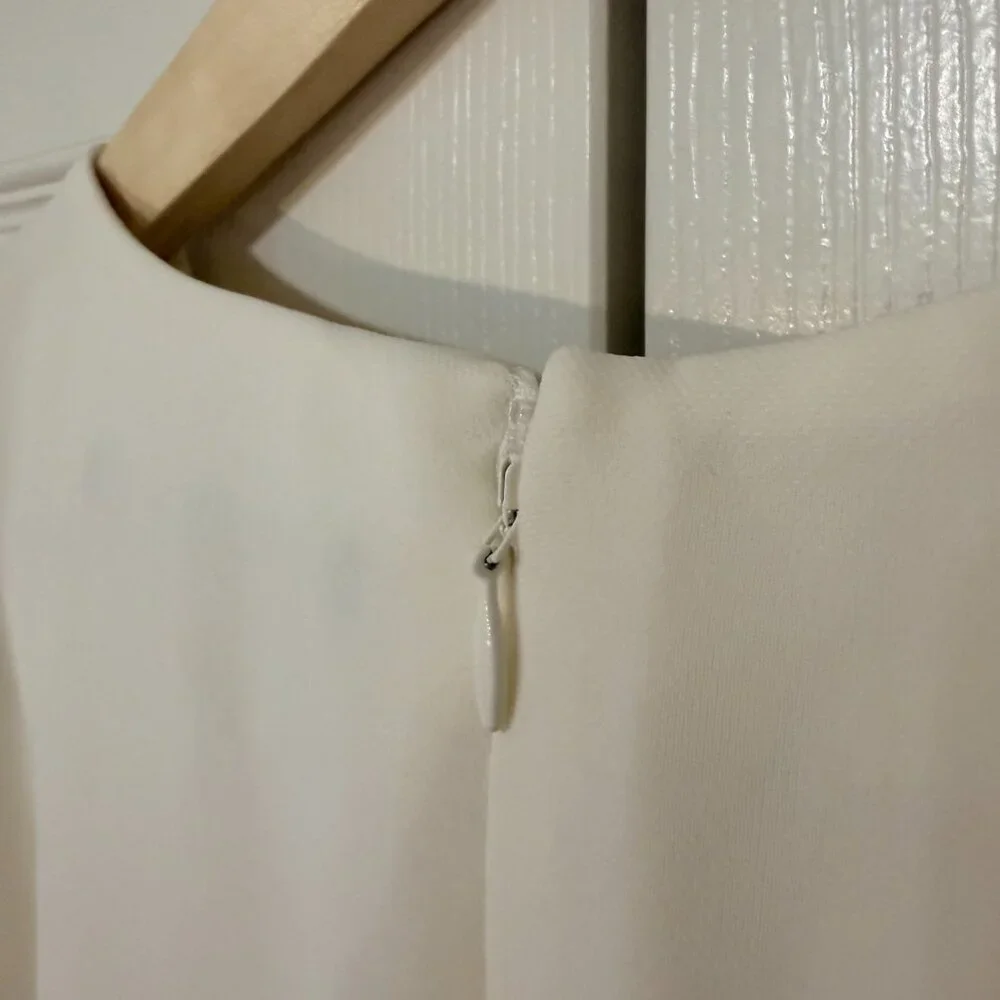 White House Black Market Flowy Wide Leg Overlay Ivory Jumpsuit 6P - Picture 10 of 12